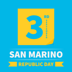 San Marino Republic Day typography poster. National holiday on September 3. Easy to edit vector template for banner, flyer, greeting card, postcard