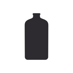 Glass bottle. Beer bottle. Bottle silhouette in black color. Stencil bottle. Flask template. Glass container. Flask of poison. Medicine vial. Jar icon. Shape For 3d modeling. Chemical container.