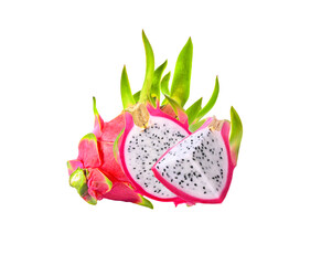 Dragon fruit slice on white background