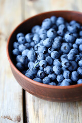 Fresh blueberries in a bowl. Blueberries are bright and juicy.
