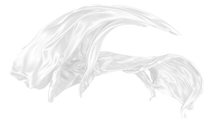 Beautiful flowing fabric of white wavy silk or satin. 3d rendering image.