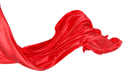 Beautiful flowing fabric of red wavy silk or satin. 3d rendering image.