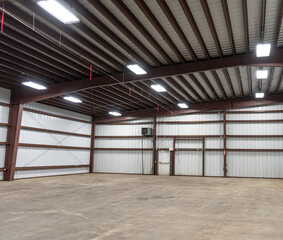 Steel Building in Well Lighted Warehouse