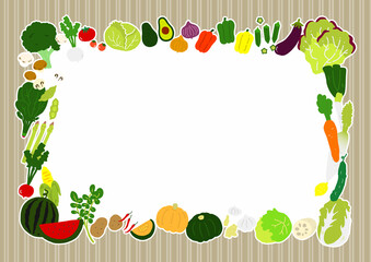 野菜の手描きイラストフレーム