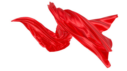 Beautiful flowing fabric of red wavy silk or satin. 3d rendering image.
