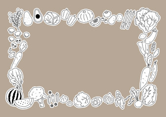 野菜の手描きイラストフレーム