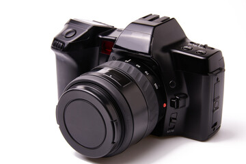 Black analog camera with digital screen
