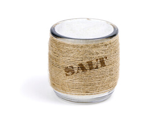 Salt in jar isolated on a white background