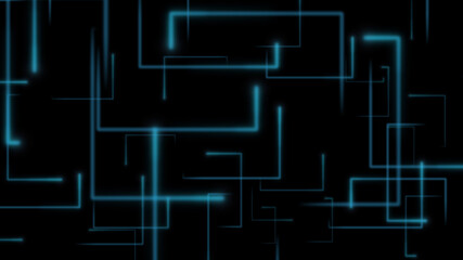 Concept of network and communication (Lots of blue square lines on black background)