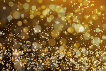 Blurred bokeh light abstract golden background. New year holidays gold decoration concept glitter vintage background.