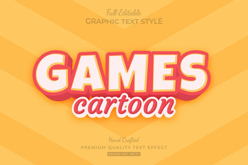 Games Cartoon Red Yellow Editable Premium Text Effect