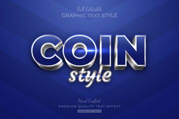 Coin Silver Blue Style Editable Premium Text Effect