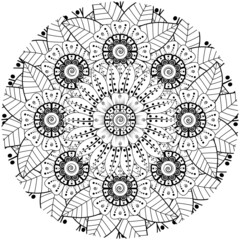 Mehndi flower for henna, mehndi, tattoo, decoration. decorative ornament in ethnic oriental style. doodle ornament. coloring book page.