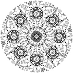 Mehndi flower for henna, mehndi, tattoo, decoration. decorative ornament in ethnic oriental style. doodle ornament. coloring book page.
