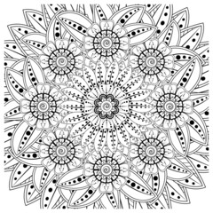 Mehndi flower for henna, mehndi, tattoo, decoration. decorative ornament in ethnic oriental style. doodle ornament. coloring book page.