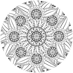 Mehndi flower for henna, mehndi, tattoo, decoration. decorative ornament in ethnic oriental style. doodle ornament. coloring book page.