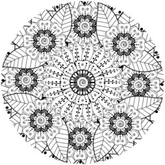 Mehndi flower for henna, mehndi, tattoo, decoration. decorative ornament in ethnic oriental style. doodle ornament. coloring book page.