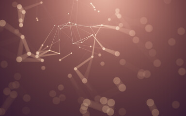 Abstract background. Molecules technology with polygonal shapes, connecting dots and lines. Connection structure. Big data visualization.