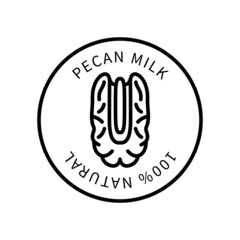 Pecan Line Icon In A Simple Style. Natural Product Containing Milk. Vector sign in a simple style isolated on a white background