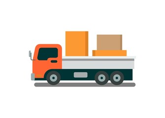 Pick up car delivering goods. Simple flat illustration