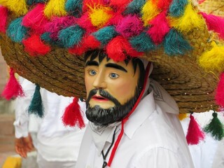 traditional Mexican chicahual masked man