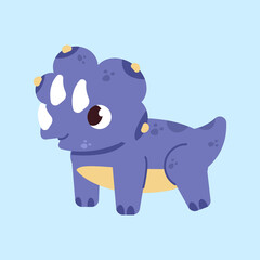Cute triceratops dinosaur character. Flat cartoon style