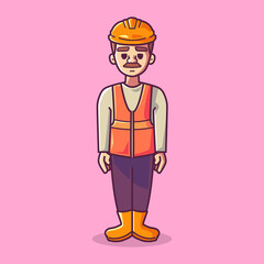 Profession character mascot: Laborer. Cartoon style illustration