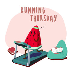 Running Thursday. Watermelon Running. Fruits Series Characters