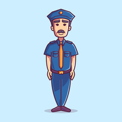 Profession character mascot: Police. Cartoon style illustration