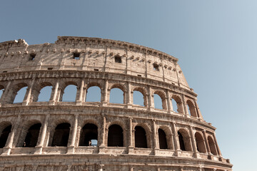 Fototapeta na wymiar Roman colosseum sideways during the afternoon