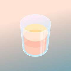Pomarańczowy napój w transparentnej szklance. Element do projektowania menu, ulotek, materiałów reklamowych. Tło dla kawiarni lub restauracji. - obrazy, fototapety, plakaty