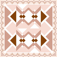 scarf pattern design light pink color. Geometric ornament with frame, border. Bandanna, shawl, scarf, tablecloth design for textile fabric print 