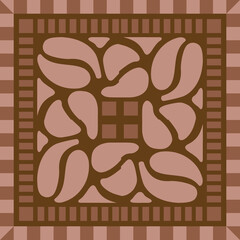 scarf pattern design light pink color. Geometric ornament with frame, border. Bandanna, shawl, scarf, tablecloth design for textile fabric print 