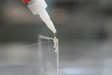 Close-up hot glue Glue that attaches