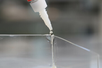 Close-up hot glue Glue that attaches