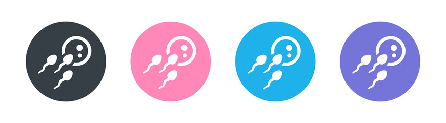 Conception and fertilization of ovule and sperm icon set. - obrazy, fototapety, plakaty