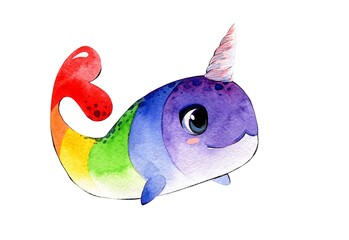 Watercolor clipart, LDBT rainbow colors. Handmade, cute illustration. © grusha_i_vishenka 