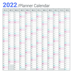 Calendar 2022 Planner Simple vertical Style.