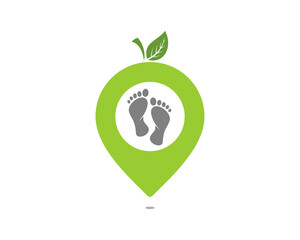 Footprint in the apple with point location shape logo