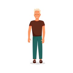 Young athletic man with stylish hairstyle, blond. Vector cartoon character. Illustration in flat style.