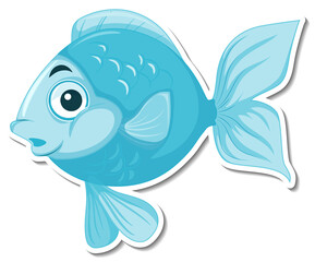 Fototapeta premium Cute fish sea animal cartoon sticker