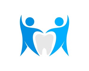 Twin healthy people with healthy tooth inside