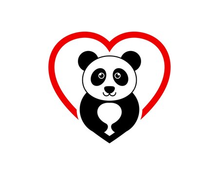 Simple love shape with cute panda inside