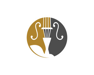 Violin in the circle shape logo