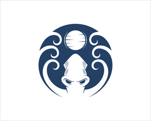 Octopus silhouette in the circle logo