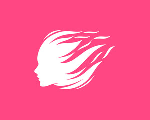 Beauty woman face with fire hair logo