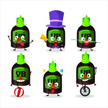 Cartoon character of new beer bottle with various circus shows. Vector illustration