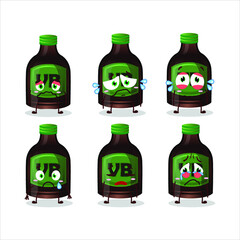 New beer bottle cartoon character with sad expression. Vector illustration