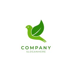illustration of natural bird and leaf logo perfect for modern company