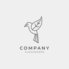 illustration of natural leaf and bird logo perfect for modern company
